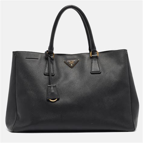 prada gardener& 39|Black Saffiano Leather Tote .